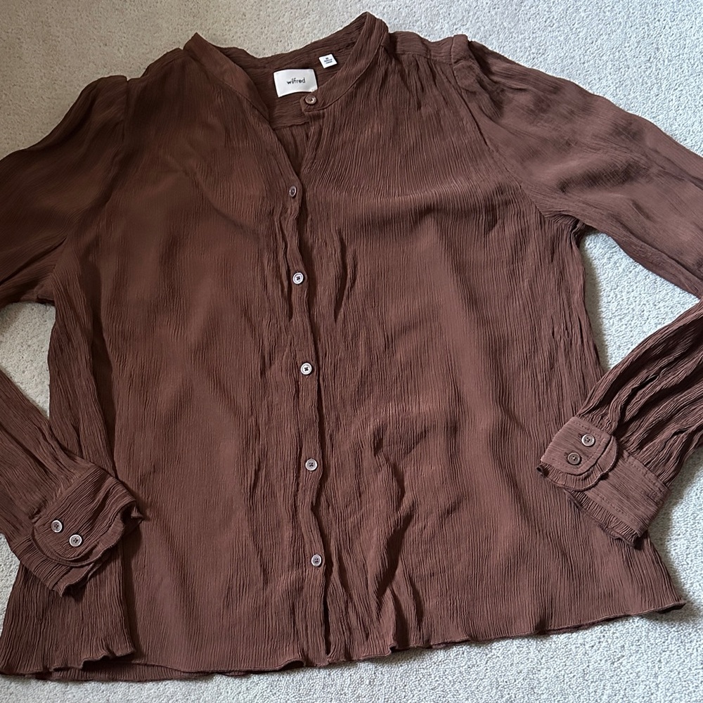 Aritzia Wilfred Rich Brown Blouse